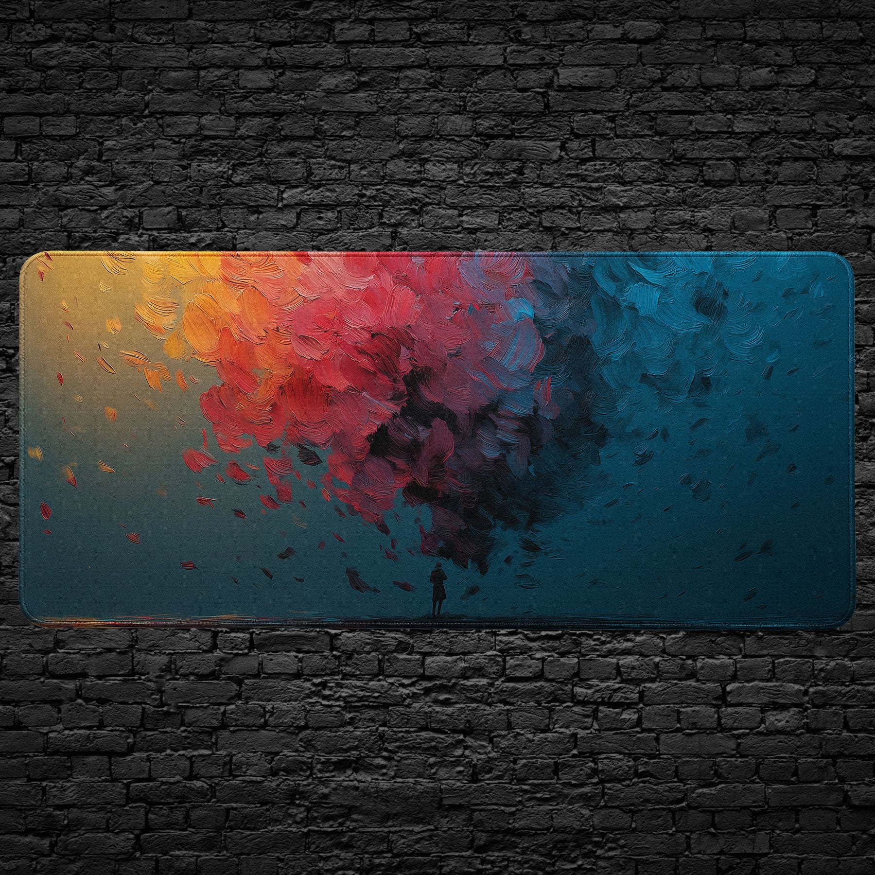 Abstract Color Explosion Desk Mat – Large Extended Mouse Pad with Artistic Brush Stroke Design