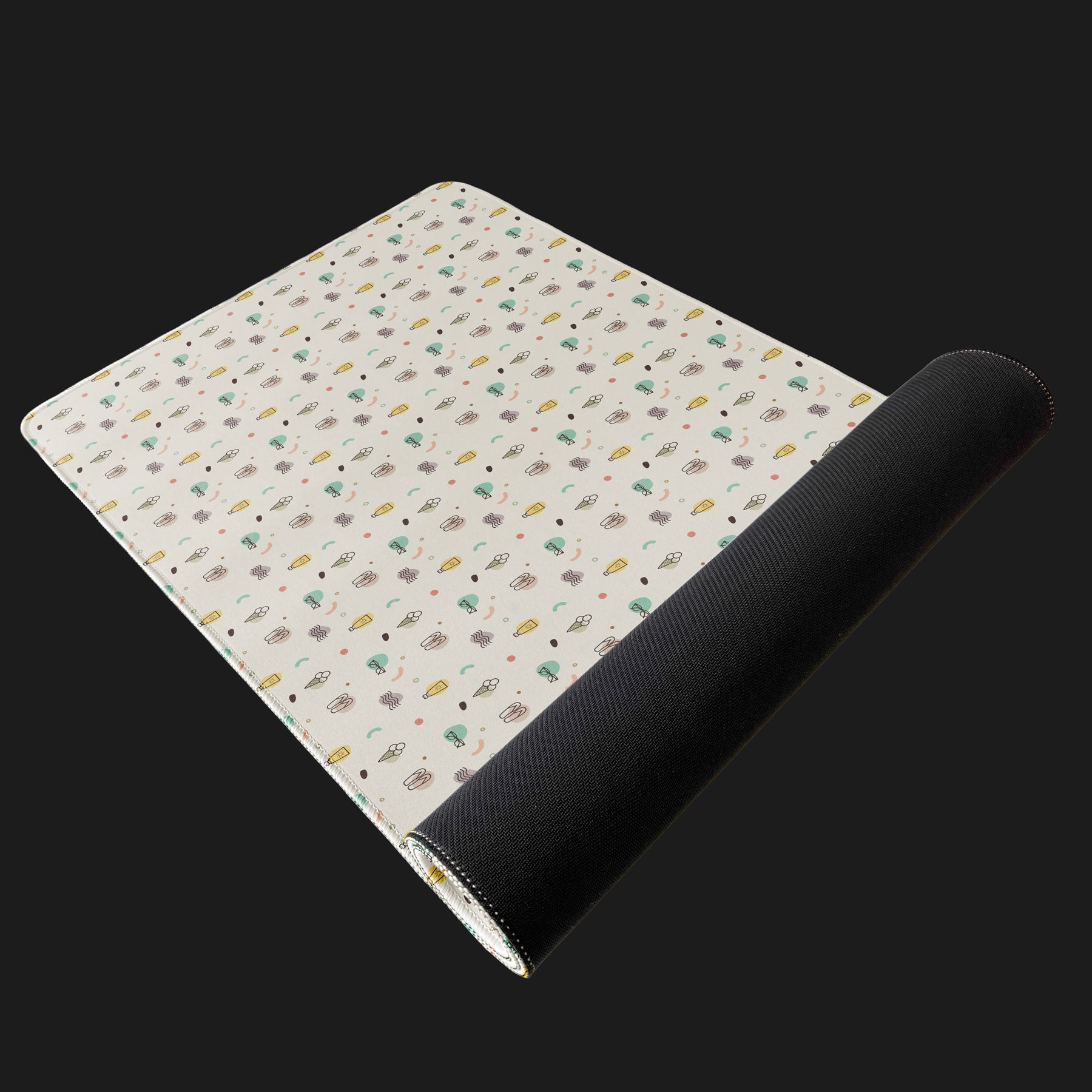 Custom desk mat with whimsical summer illustrations