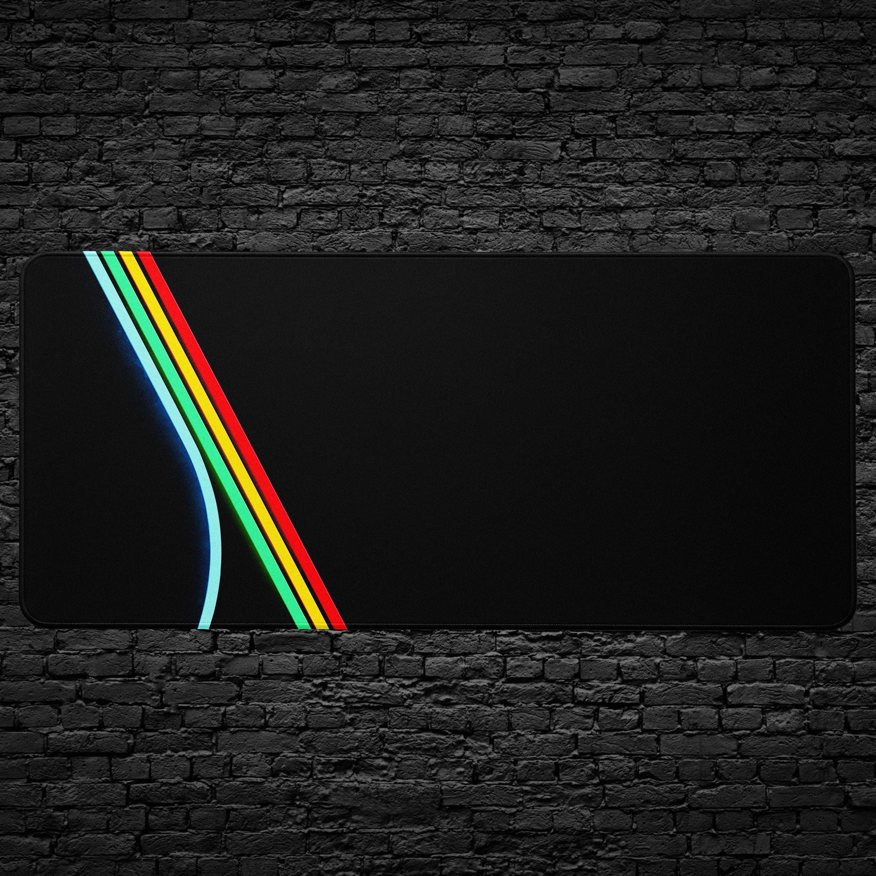 ARC Raiders - mouse pad with colorful stripe design on a black brick wall background