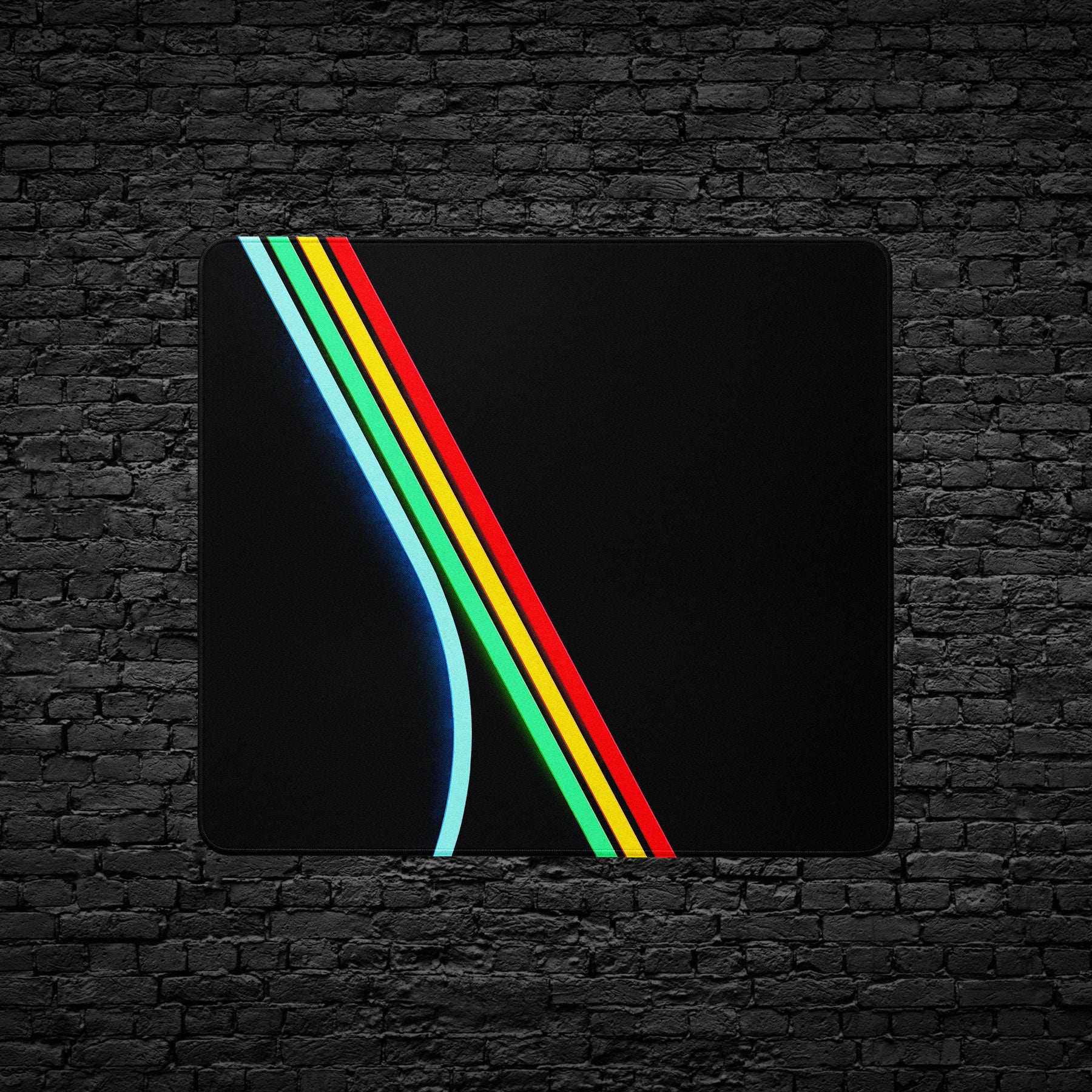 ARC Raiders - Neon sign with red, yellow, and green stripes on a black background